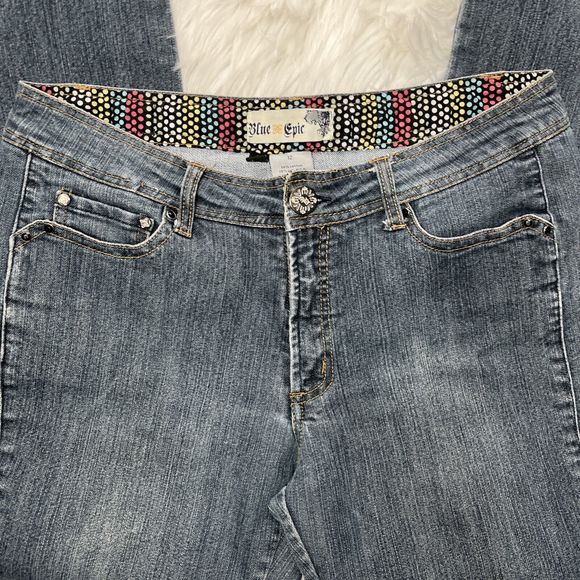 Blue Epic Jeans Women's Blue Denim Mid Rise Size 12 - Picture 6 of 12